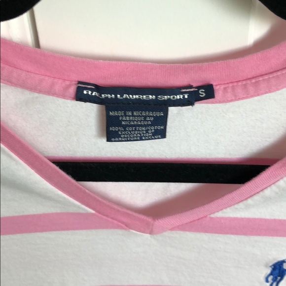 Polo Ralph Lauren v neck shirt - pink and white - Picture 3 of 3